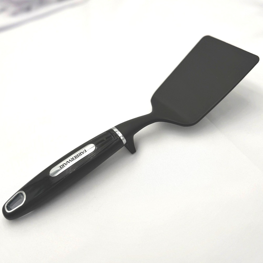 Farberware Black Nylon Solid Turner Spatula 12" Built-In Rest Nonstick Safe